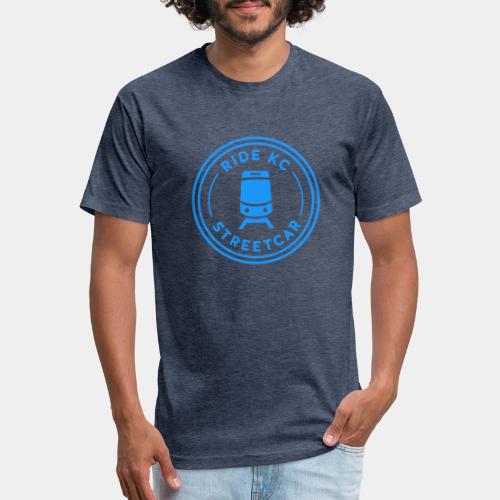 KC Streetcar Stamp Blue - Men’s Fitted Poly/Cotton T-Shirt