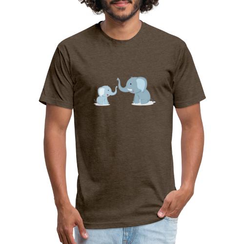 Father and Baby Son Elephant - Men’s Fitted Poly/Cotton T-Shirt