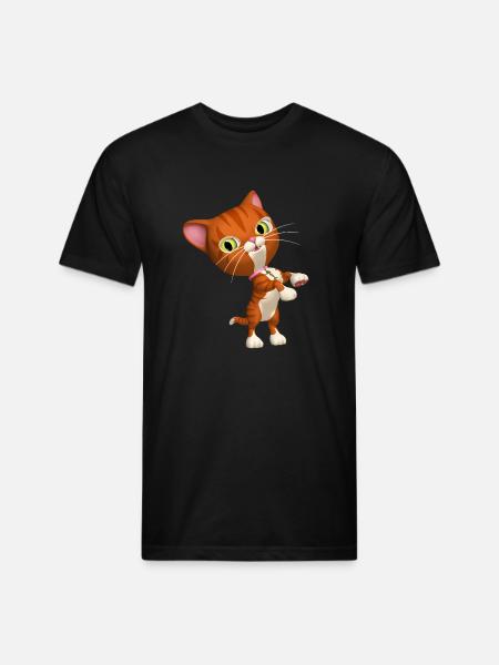 Orange Tabby Cat - Unisex Poly/Cotton T-Shirt - black