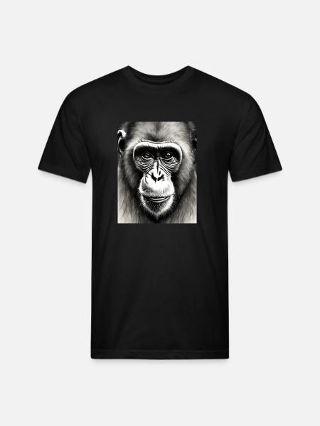 Chimp in Charcoal 2 - Unisex Poly/Cotton T-Shirt - black