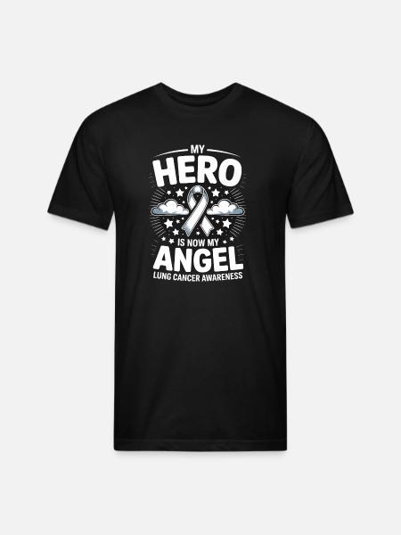Lung Cancer Awareness Hero Design - Unisex Poly/Cotton T-Shirt - black