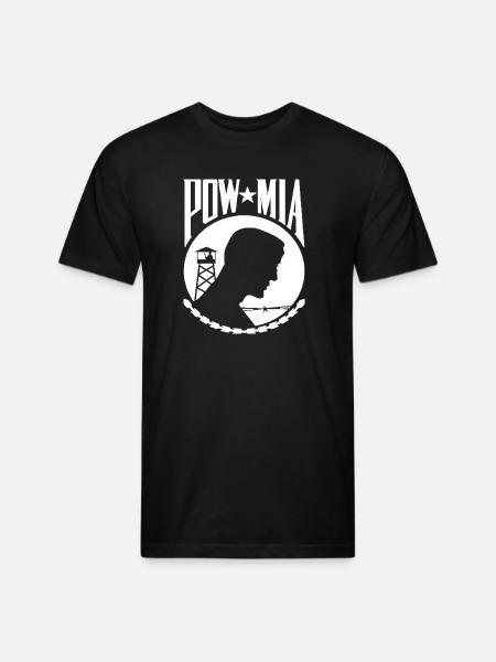 POW MIA Never Forget - Unisex Poly/Cotton T-Shirt - black