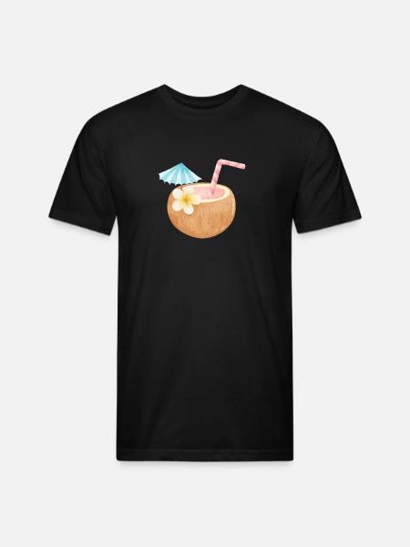 Tropical Coconut Sip - Unisex Poly/Cotton T-Shirt - black