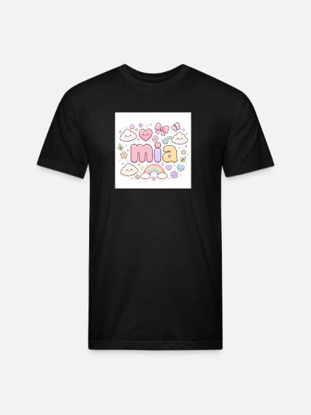 Mia Rainbow Cloud Cute Design - Unisex Poly/Cotton T-Shirt - black