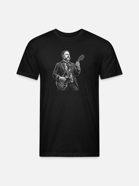 Chester A. Arthur Playing Guitar - Unisex Poly/Cotton T-Shirt - black