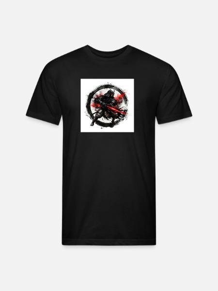 Shadow Samurai with Crimson Blade - Unisex Poly/Cotton T-Shirt - black