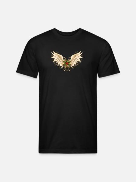 Holly Winged Halo Ornament - Unisex Poly/Cotton T-Shirt - black
