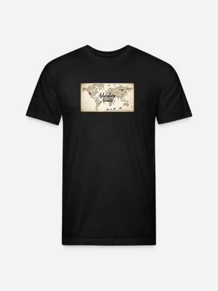 Adventure Awaits World Map - Unisex Poly/Cotton T-Shirt - black