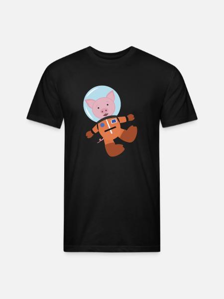 Pig In Space Suit - Unisex Poly/Cotton T-Shirt - black