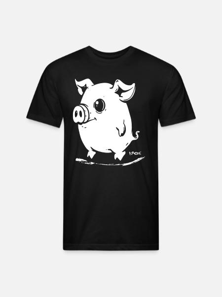 Cute Cartoon Pig - Unisex Poly/Cotton T-Shirt - black