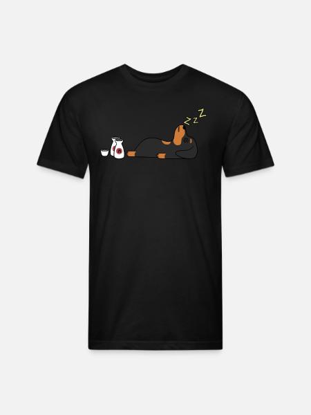 Dachshund Sake Drunk - Unisex Poly/Cotton T-Shirt - black