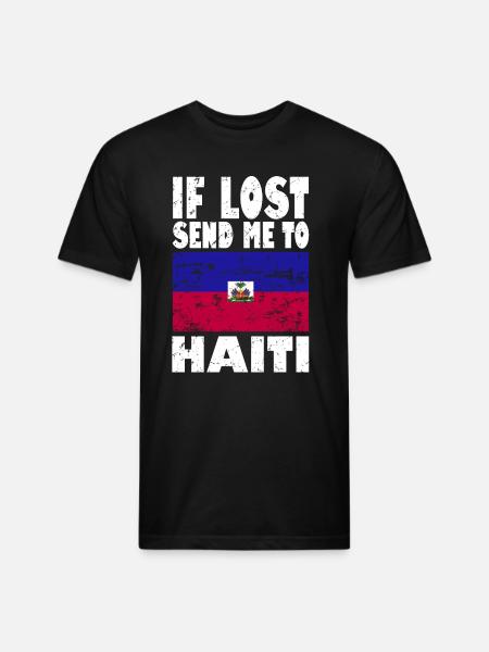 Haiti Flag Saying - Unisex Poly/Cotton T-Shirt - black
