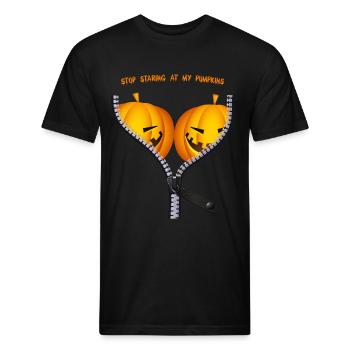 Halloween Costume Pumpkin Funny BOObs Women Shirt - Unisex Poly/Cotton T-Shirt - black - Front - Jose (178cm)