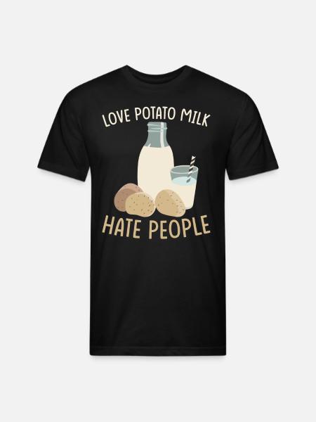 Potato Milk Saying - Unisex Poly/Cotton T-Shirt - black