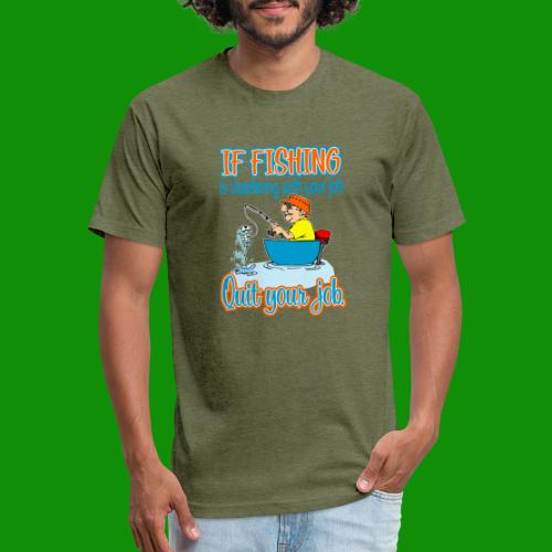Fishing Job - Men’s Fitted Poly/Cotton T-Shirt