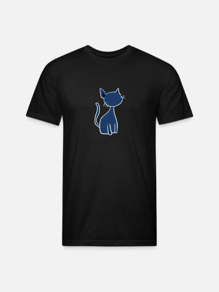 blue cat symbol animal cute - Unisex Poly/Cotton T-Shirt - black