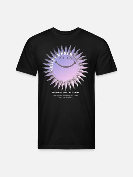 SmileyWorld Smiling Sun In Purple - Unisex Poly/Cotton T-Shirt - black
