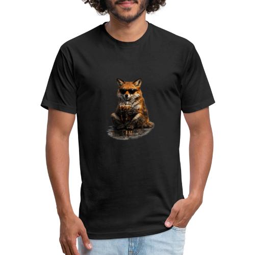 Cool Red Fox Wearing Sunglasses Drinking Coffee - Unisex Poly/Cotton T-Shirt