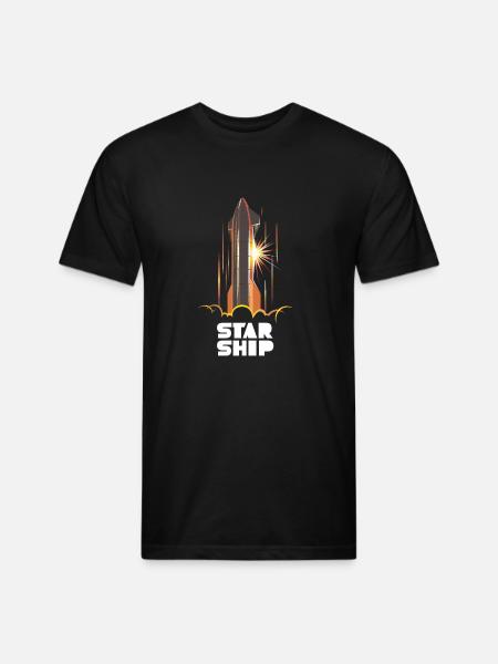 Star Ship Mars - Dark - Unisex Poly/Cotton T-Shirt - black