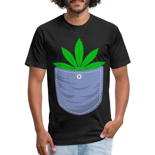 Jesting 420 Pocket Of Herb Weed Marijuana Design - Men’s Fitted Poly/Cotton T-Shirt