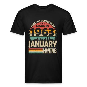 January 1963 Vintage Birthday Retro - Unisex Poly/Cotton T-Shirt - black - Front - Jose (178cm)