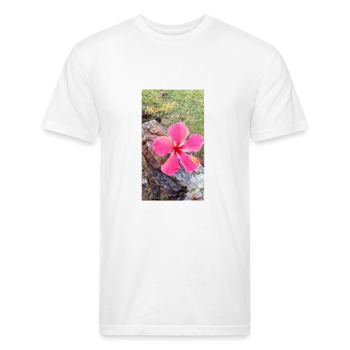 Pink Beach Flower - Men’s Fitted Poly/Cotton T-Shirt