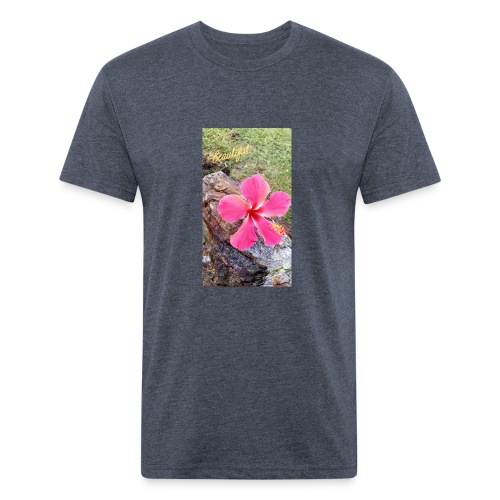 Pink Beach Flower - Men’s Fitted Poly/Cotton T-Shirt