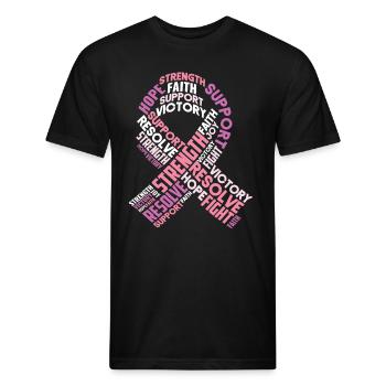 Pink Breast Cancer Ribbon Breast Cancer Awareness - Unisex Poly/Cotton T-Shirt - black - Front - Jose (178cm)