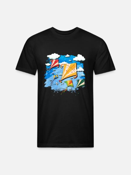 Kite Flying - Unisex Poly/Cotton T-Shirt - black
