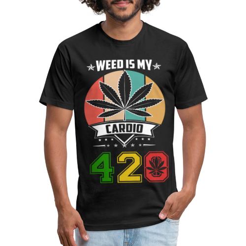Quick Witted 420 My Cardio Herb Weed Marijuana - Men’s Fitted Poly/Cotton T-Shirt
