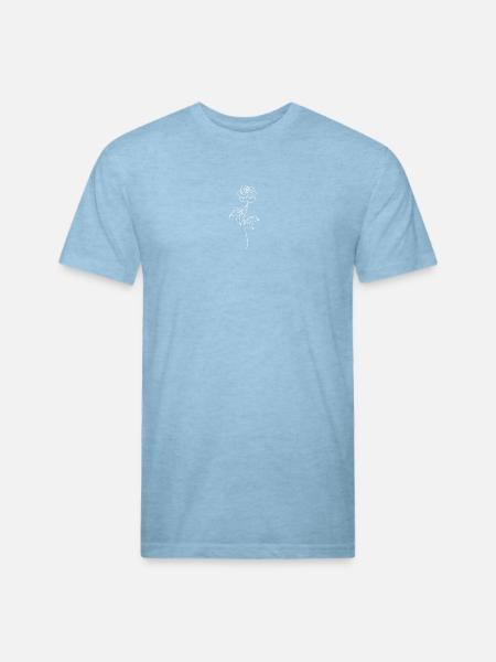 Minimalist Rose Line Art - Unisex Poly/Cotton T-Shirt - heather blue