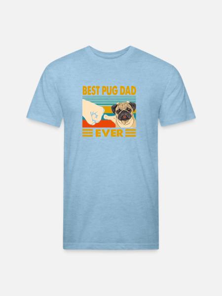Best Pug Dad Ever - Unisex Poly/Cotton T-Shirt - heather blue
