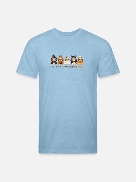 Halloween Shih Tzu Crew - Unisex Poly/Cotton T-Shirt - heather blue