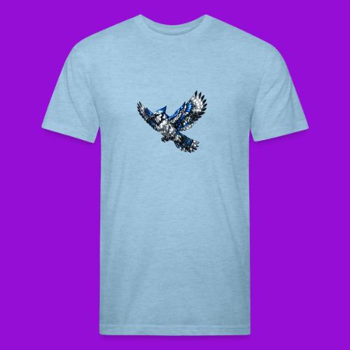 Silver Blue Jay in Flight - Men’s Fitted Poly/Cotton T-Shirt