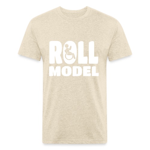 Wheelchair Roll model - Men’s Fitted Poly/Cotton T-Shirt