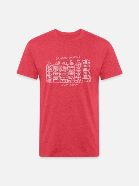 Amsterdam Damrak Houses - Unisex Poly/Cotton T-Shirt - heather red