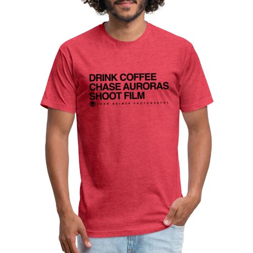JBP Drink Coffee, Chase Auroras, Shoot Film - Men’s Fitted Poly/Cotton T-Shirt