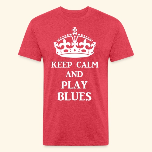 keep calm play blues wht - Men’s Fitted Poly/Cotton T-Shirt
