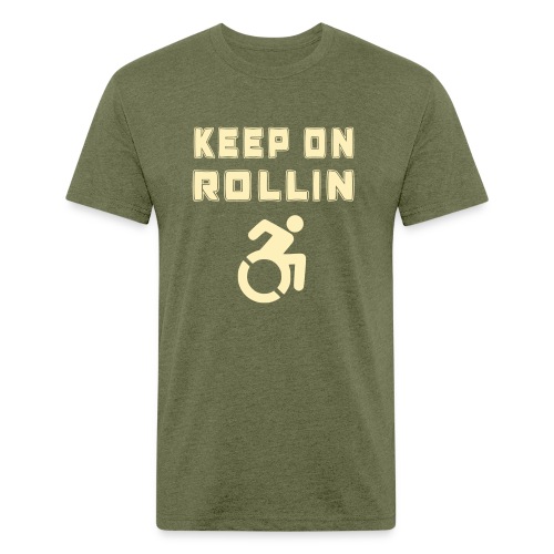 I keep on rollin with my wheelchair - Men’s Fitted Poly/Cotton T-Shirt