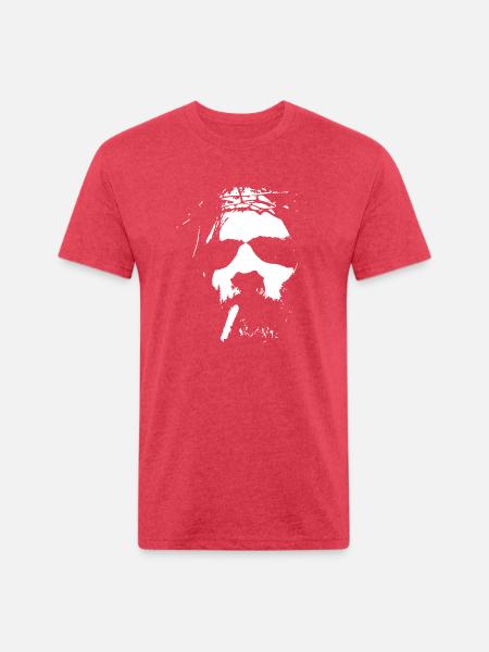 Smoking man with beard - Unisex Poly/Cotton T-Shirt - heather red