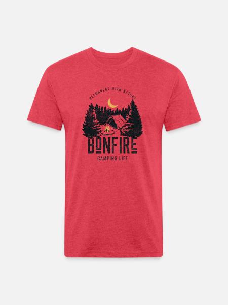 Camping Bonfire - Unisex Poly/Cotton T-Shirt - heather red
