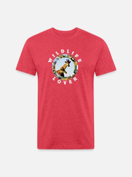 Wildlife Lover Blue Sky Giraffes - Unisex Poly/Cotton T-Shirt - heather red
