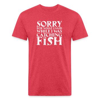 Funny Fishing - Unisex Poly/Cotton T-Shirt - heather red - Front - Jose (178cm)