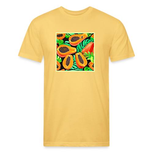 Papaya and Leaves Fresh Pattern - Unisex Poly/Cotton T-Shirt