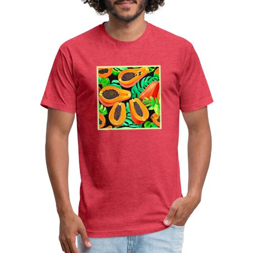 Papaya and Leaves Fresh Pattern - Unisex Poly/Cotton T-Shirt