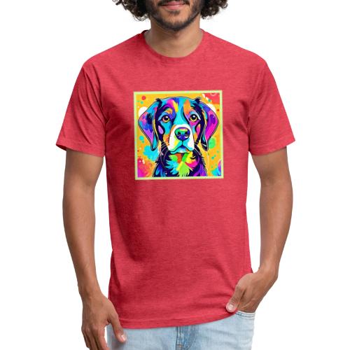 Rainbow Dog Portrait Design - Unisex Poly/Cotton T-Shirt