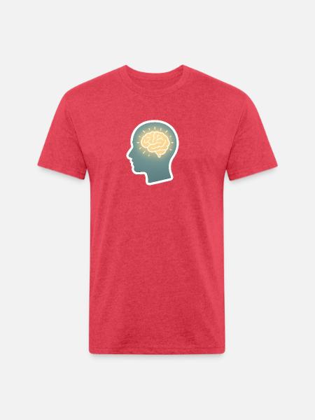 Neon Brain Glow Silhouette - Unisex Poly/Cotton T-Shirt - heather red