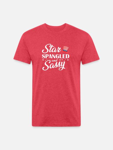 Star Spangled and Sassy - Unisex Poly/Cotton T-Shirt - heather red