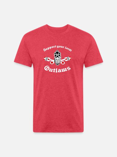 Support Local Outlaws Emblem - Unisex Poly/Cotton T-Shirt - heather red