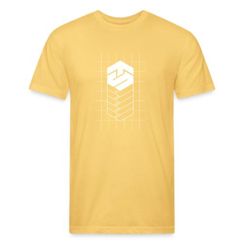 Tech Steve White V-Groved Collection - Men’s Fitted Poly/Cotton T-Shirt